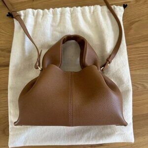 Polene Brown Leather Shoulder Bag with Curved Design